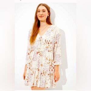 NWT American Eagle Floral Long Sleeve Tiered Baby Doll Dress Size S